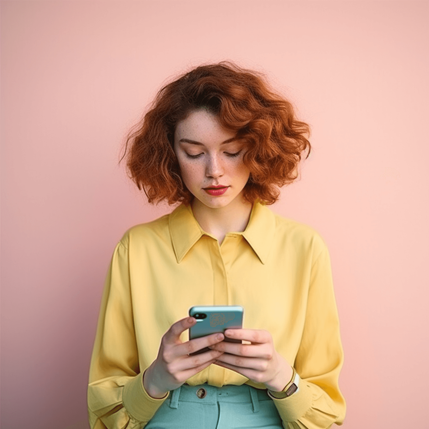 A young woman looking at her phone